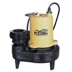 K2 Pumps 1/2 HP 9000 gph Cast Iron Tethered Float Switch Sewage Pump