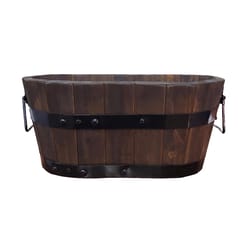 DeVault Enterprises 5 in. H X 12 in. W X 7 in. D Wood Planter with Handle Dark Oil Stain