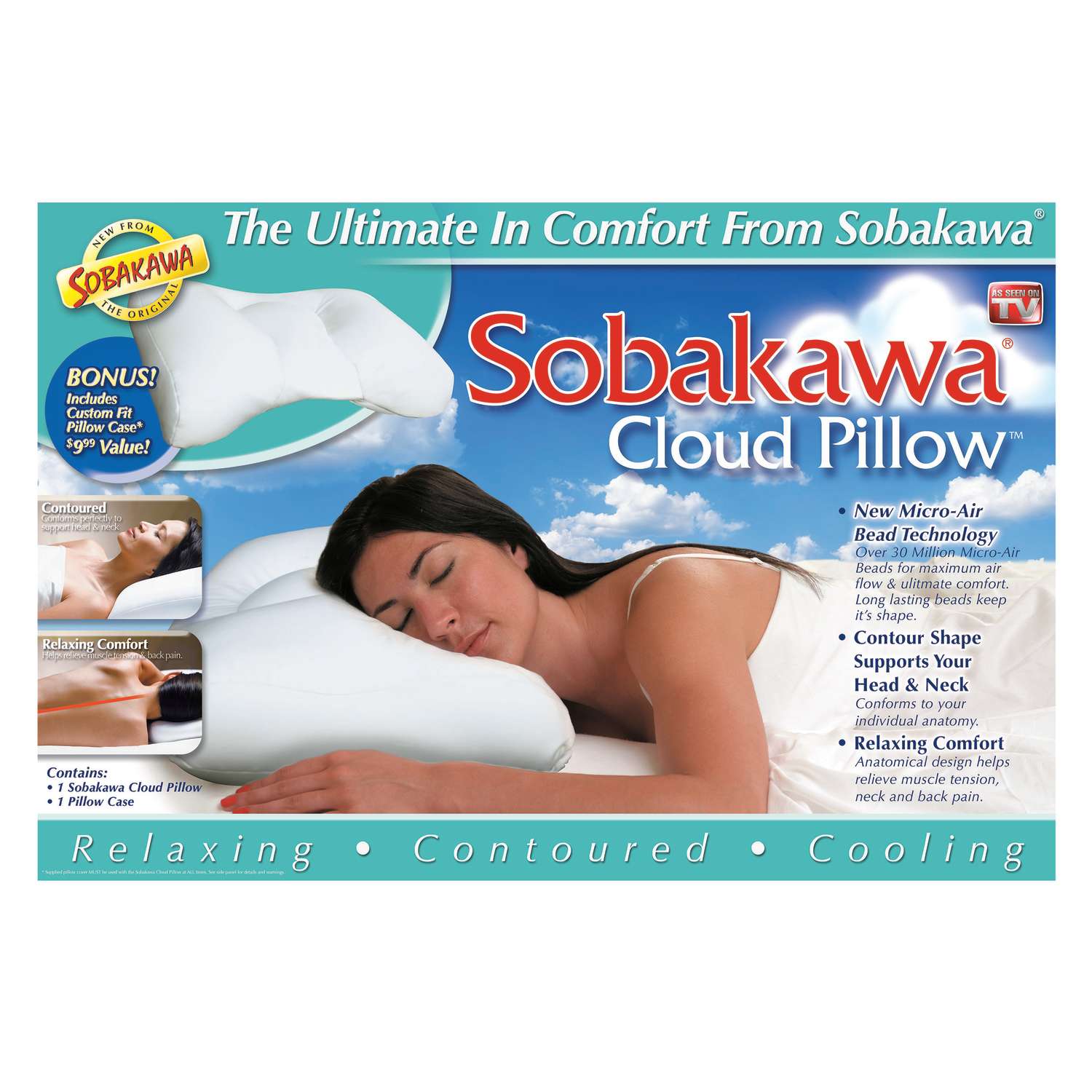 Sobakawa Cloud Pillow with Micro Bead Fill - White - Maximum Air Flow and  Comfort While Retaining Shape - Contour Supports Your Neck and Head to  Relieve Muscle Tension - Custom Fit Case