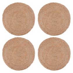 Karma Brown Jute Round Placemat Set 15 in. D 4 pc