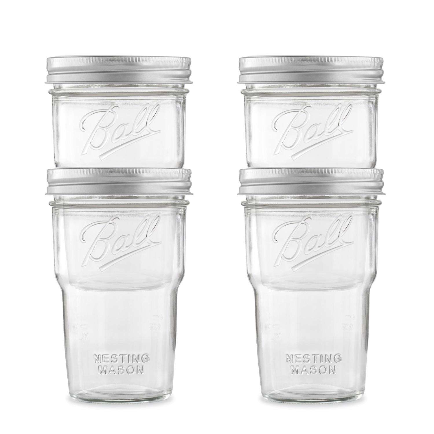 Jar Drinking Glasses Kit- Ball Jar Mouth Pint Jars with Lids and Bands -  Buy Right Clicking