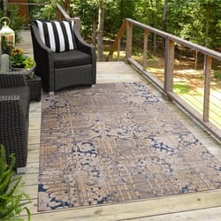 Linon Home Decor Lenox 5 ft. W X 7 ft. L Blue/Beige Medallion Polyester Accent Rug