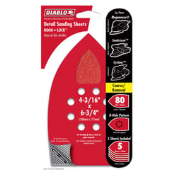 Diablo MegaMouse 4-3/16 in. Aluminum Oxide Hook and Lock Sanding Sheets 80 Grit Coarse 5 pk