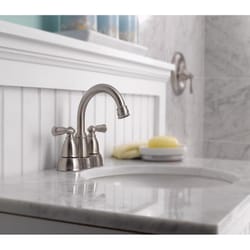 Moen Banbury Brushed Nickel Traditional Bathroom Faucet 4 in.