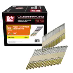 Grip-Rite 3 in. L Angled Strip Bright Framing Nails 30 deg 4000 pk