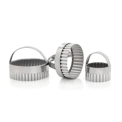 Harold Import Silver Stainless Steel Round Crinkle Cookie Cutter Set