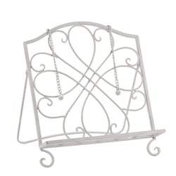 Tripar 13.25 in. H X 12.65 in. L Distressed White Metal Cookbook Stand