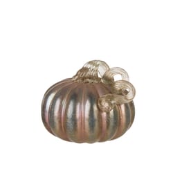 Glitzhome 4.33 in. Glittery Small Round Pumpkin Tabletop Decor