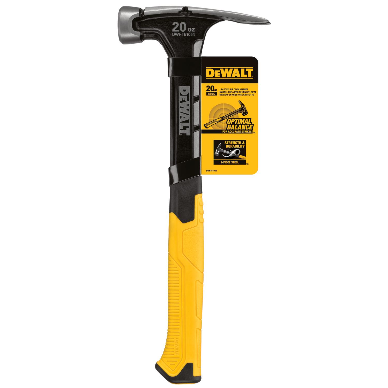 DeWalt 20 oz Smooth Face Rip Claw Hammer 7.50 in. Steel Handle  