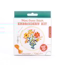 Kikkerland Flowers Embroidery Kit Cotton/Polyerster Fabric 1 pk