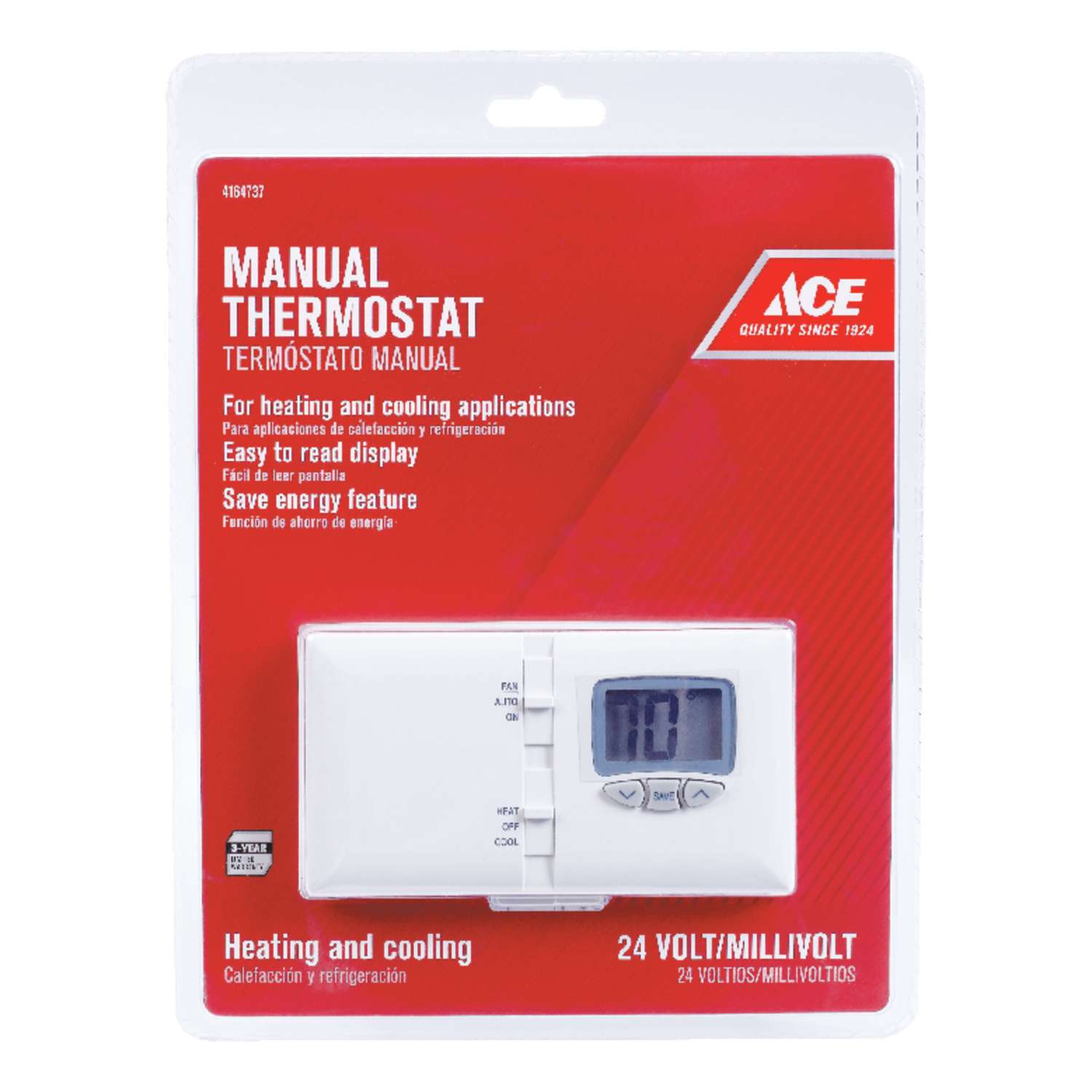 Ace Heating and Cooling Push Buttons Thermostat Ace Hardware