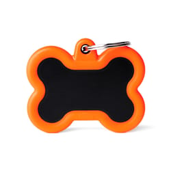 MyFamily Hushtag Black/Orange Bone Aluminum Dog Pet Tags Medium