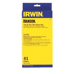 Irwin Hanson High Carbon Steel SAE Tap and Die Set 4-40NC, 6-32NC, 8-32NC, 10-24NC, 10-32NF, 12-24NC