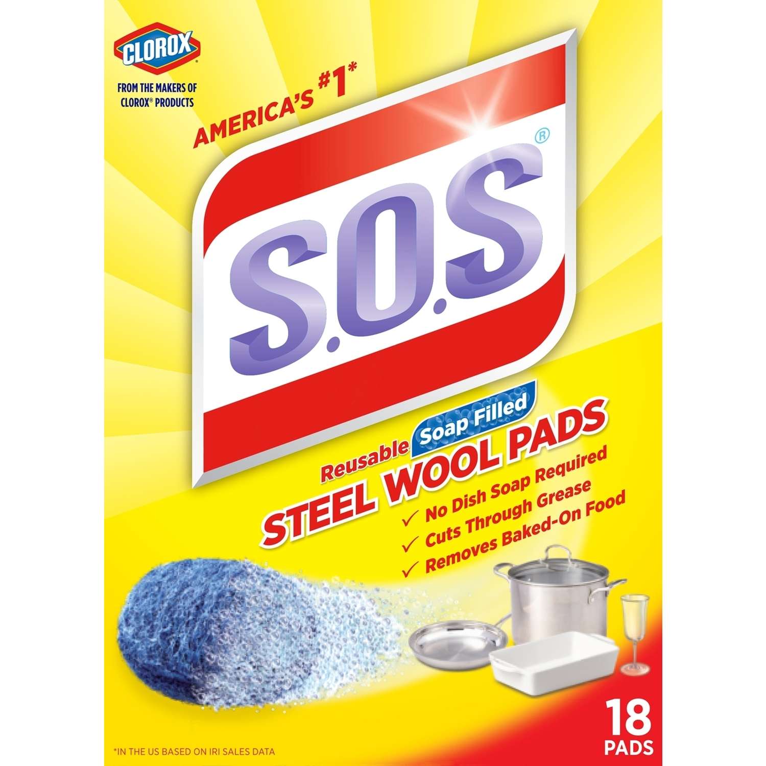 S.O.S Heavy Duty Steel Wool Pads For MultiPurpose 18 pk Ace Hardware