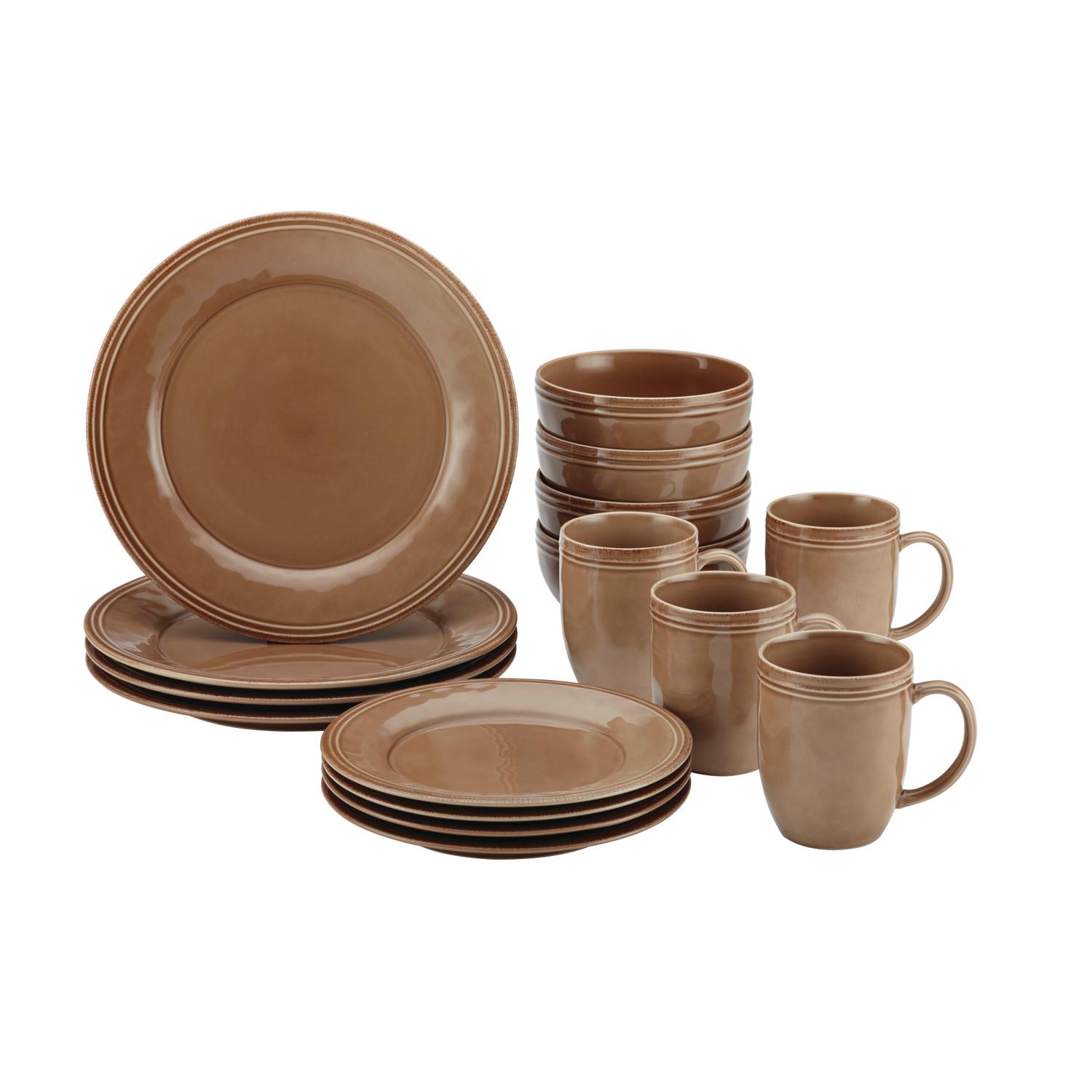 Rachael Ray Brown Stoneware Cucina Dinnerware Set 16 pc Sansujyuku sansujyuku.com