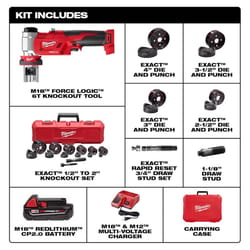 Milwaukee M18 Force Logic Stainless Steel 6-Ton Knockout Punch Set 18 pc