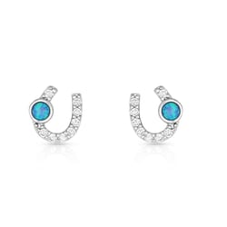 Montana Silversmiths Women's Lightfoot Horseshoe Silver/Turquoise Earrings Brass Water Resistant