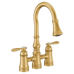 Moen Weymouth Two Handle Brush Gold Pull-Down Kitchen Faucet
