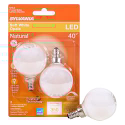 Sylvania Natural G16.5 E12 (Candelabra) LED Bulb Soft White 40 W 2 pk