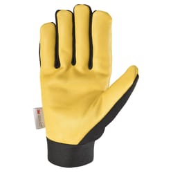 Wells Lamont Men's Saddletan Grain Winter Work Gloves Black/Yellow M 1 pair