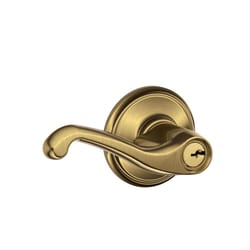 Schlage Flair Antique Brass Entry Lockset 1-3/8 in.