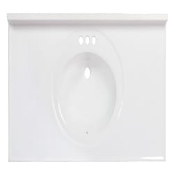 Arstar Standard Cultured Marble Bathroom Sink 49 in. W X 22 in. D White