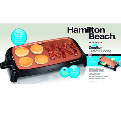 Hamilton Beach 26.5 in. L X 10.7 in. W Ceramic Nonstick Surface  Copper/Black Reversible Griddle - Ace Hardware