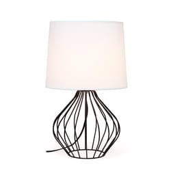 Simple Designs 19.75 in. Black/White Table Lamp