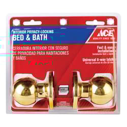 Ace Ball Polished Brass Privacy Lockset 1-3/4 in.