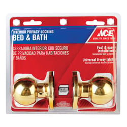 Ace Ball Polished Brass Privacy Lockset 1-3/4 in.