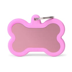 MyFamily Hushtag Pink Bone Aluminum Dog Pet Tags X-Large