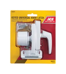 Ace White Metal Keyed Universal Knob Latch 1 pk