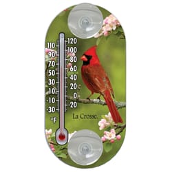 La Crosse Technology Cardinal Window Thermometer Plastic Multicolored 5.5 in.