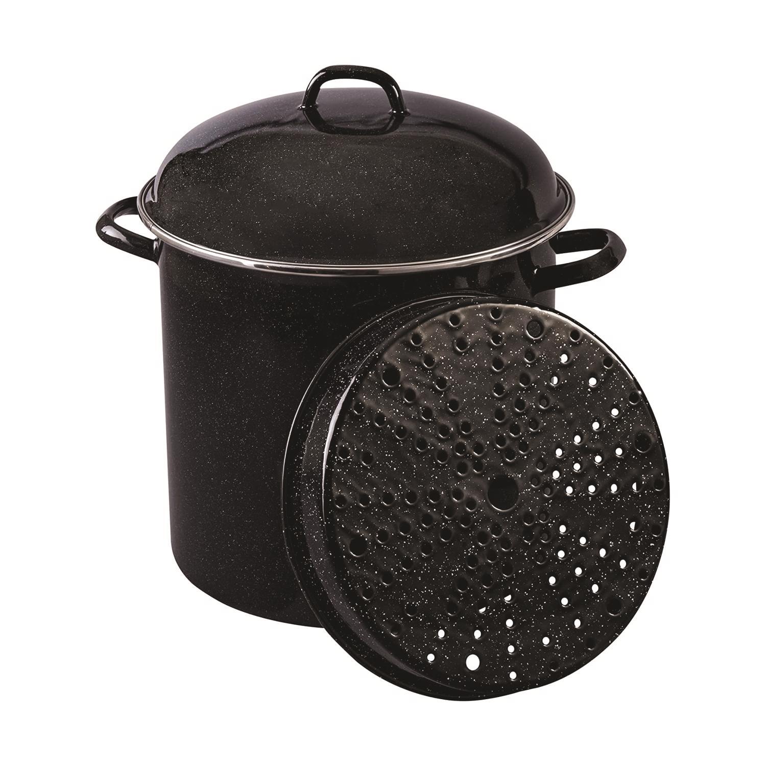 Graniteware Steel Steamer Pot 15 qt Black Sansujyuku sansujyuku.com