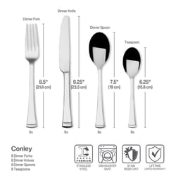 International Silver Conley Silver Stainless Steel Flatware Set 34 pc