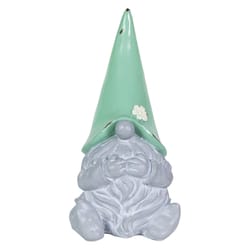 WindyWing Gray Resin 10 in. H Green Hat Grey Garden Gnome Statue