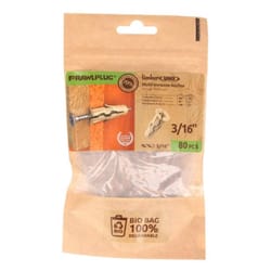 RAWLPLUG 3/16 in. D X 1 in. L Polypropylene Phillips Head Drywall Anchor 80 pc