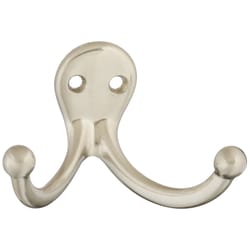 National Hardware 2.93 in. L Satin Nickel Silver Zinc Double Clothes Hook 35 lb. cap. 1 pk