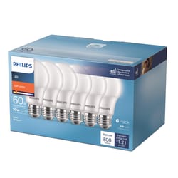 Philips A19 E26 (Medium) LED Bulb Soft White 60 Watt Equivalence 6 pk