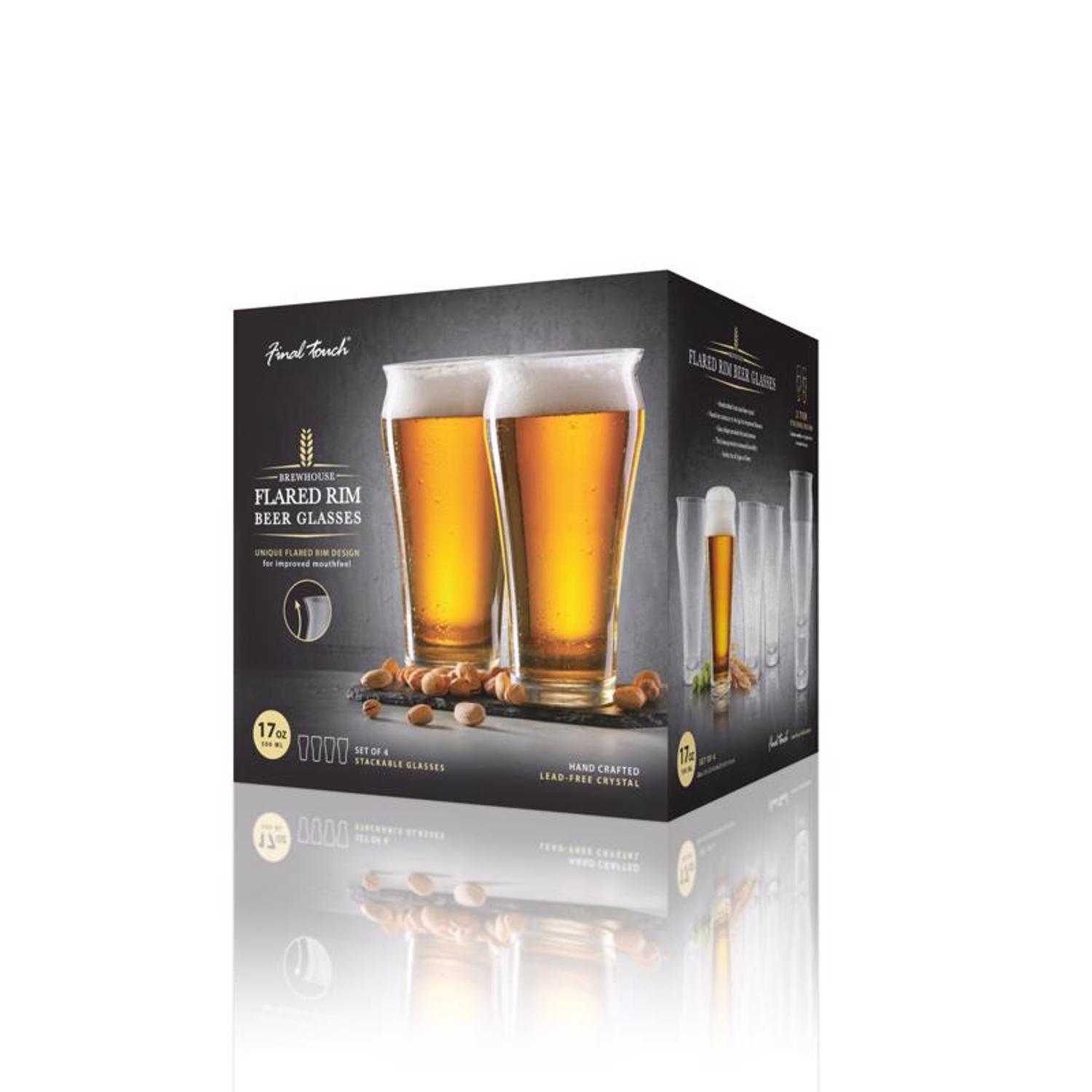 Final Touch 17 oz Clear Crystal Beer Glass Gift Set Uae Electronic uaeelectronic.com