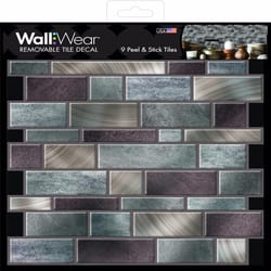 WallWear 8 in. W X 8 in. L Metallic Wall Tile 9 pc