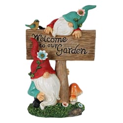 Exhart WindyWings Multicolored Resin 11 in. H Two Can't See Hat Welcome Sign Garden Gnomes Statue