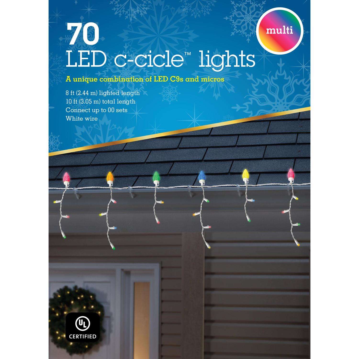 Celebrations LED C9 Multicolored 70 ct Icicle Christmas Lights 8 ft