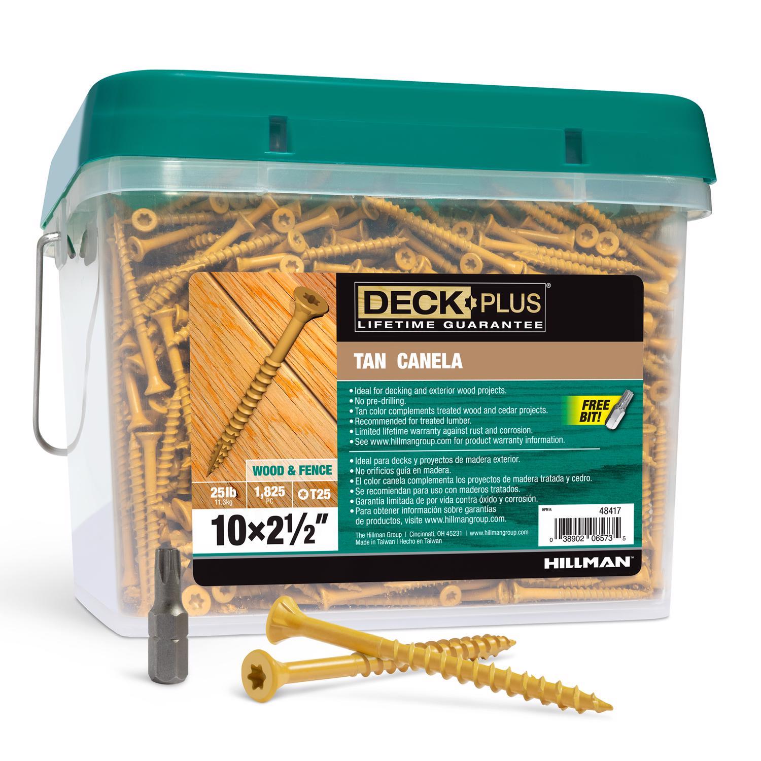 hillman deck plus no. 10 in. x 2-1/2 in. l tan star flat head exterior deck screws 25 lb 1825 pk
