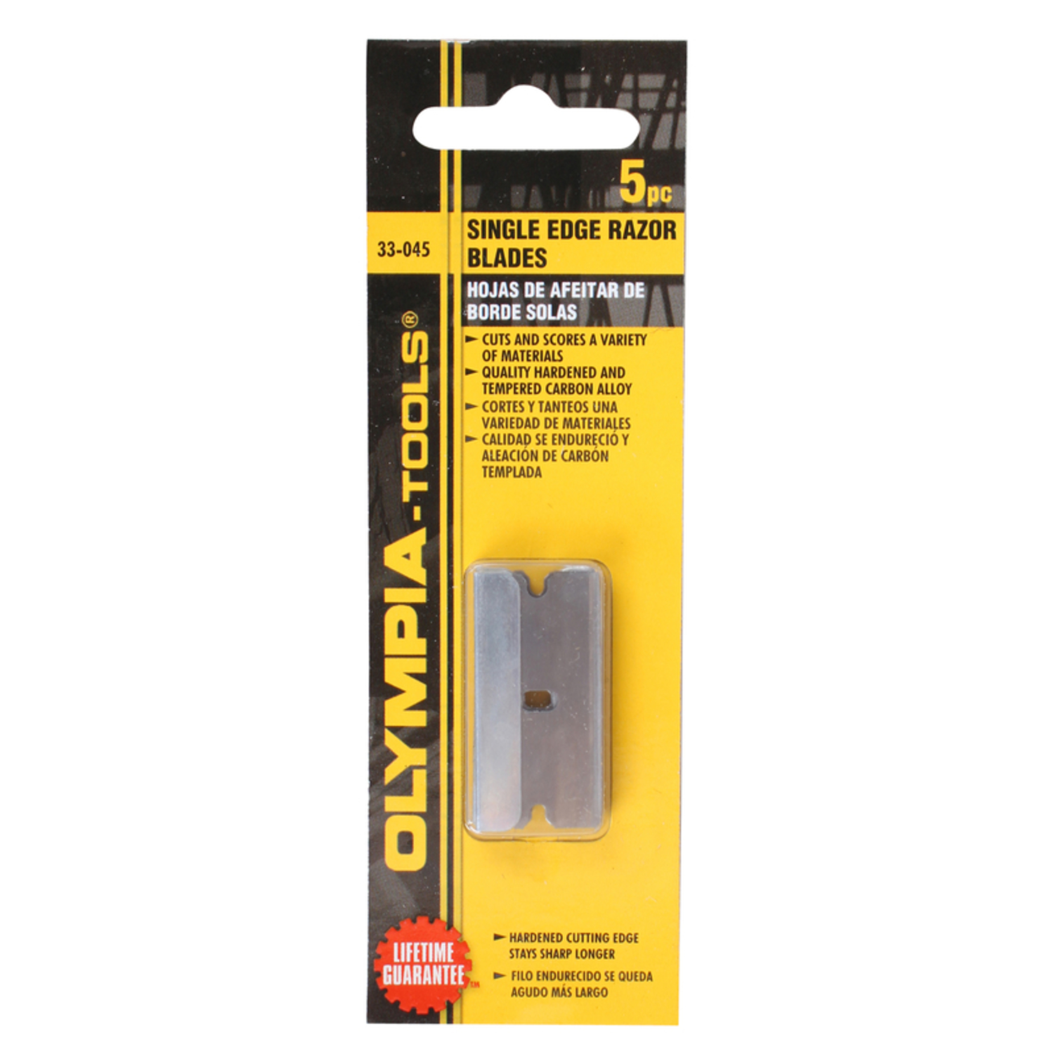 Olympia Tools 1.87 in. Carbon Steel Single Edge Razor Blade 5.88 in. L ...