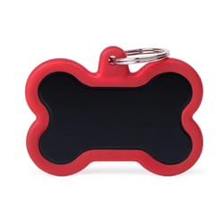 MyFamily Hushtag Black/Red Red Bones Aluminum Pet Tags X-Large