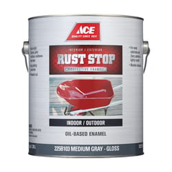 Ace Rust Stop Indoor/Outdoor Gloss Medium Gray Oil-Based Enamel Rust Prevention Paint 1 gal
