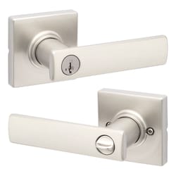 Kwikset Breton Square Satin Nickel Keyed Entry Lever KW1 1.75 in.