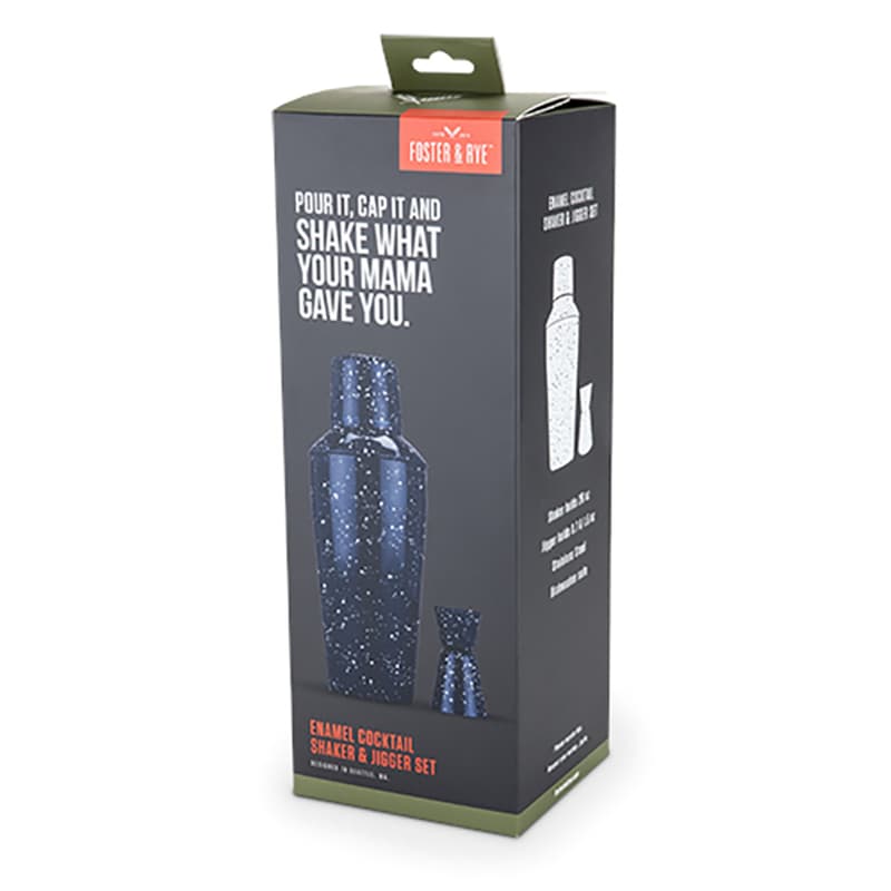 Foster & Rye 26 oz Blue Stainless Steel Cocktail Shaker and Double Jigger Sansujyuku sansujyuku.com