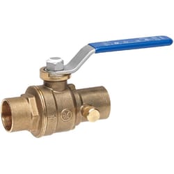 Homewerks 1/2 in. Brass Sweat Ball Valve with Drain Full Port Quarter-Turn Lever For Water/Oil/Gas